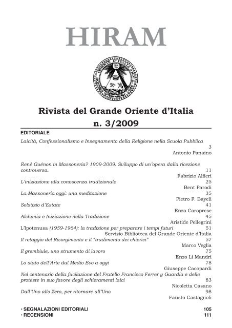 Rivista del Grande Oriente d'Italia n. 3/2009