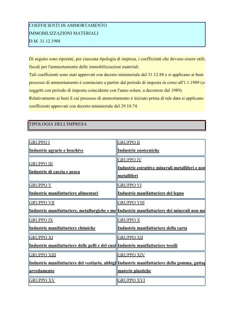 COEFFICIENTI DI AMMORTAMENTO - Meccanicamente