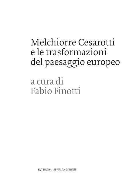 Melchiorre Cesarotti e le trasformazioni del paesaggio ... - OpenstarTs