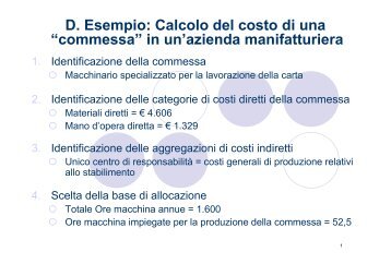 Soluzione esercizi metodo per commesse e varianze