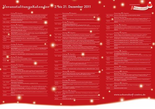 Veranstaltungskalender 2. bis 21. Dezember 2011 - SchorndorfCentro