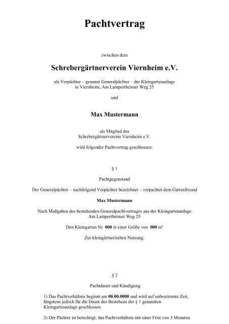 Pachtvertrag - schrebergaertnerverein-viernheim.de