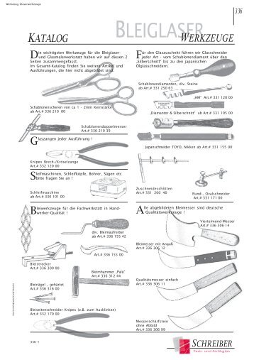 Bleiglaser-Werkzeuge Glasschneider Glaserdiamanten Bleimesser ...