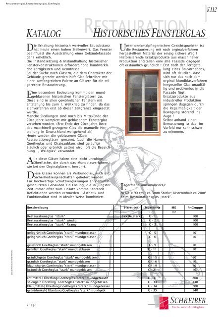 Restaurierungsglas Restaurationsglas Goetheglas Chateau blanc ...