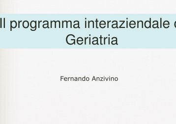 Il programma interaziendale d Geriatria - Azienda USL di Ferrara