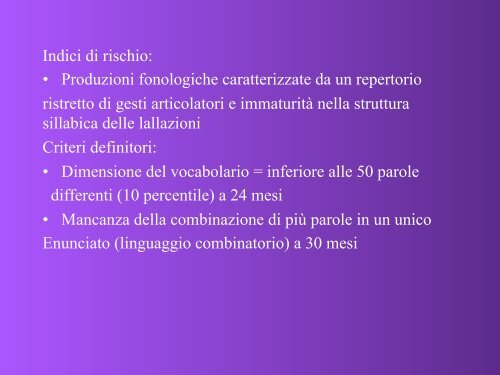 Difficoltà e disturbi specifici del linguaggio - master disturbi ...