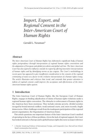 Import, Export, and Regional Consent in the Inter-American Court of ...