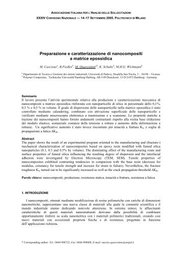 Preparazione e caratterizzazione di nanocompositi a matrice ... - AIAS