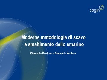 Moderne metodologie di scavo e smaltimento dello smarino