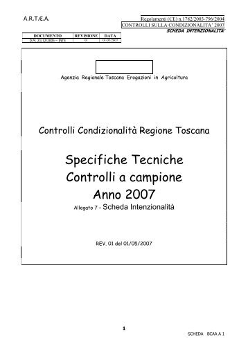 Specifiche Tecniche Controlli a campione Anno 2007 - Artea Toscana