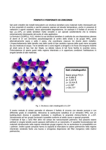 FOSFATI E FOSFONATI DI ZIRCONIO Dati cristallografici: Space ...