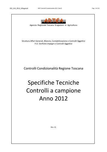 Specifiche Tecniche Controlli a campione Anno 2012 - Artea Toscana