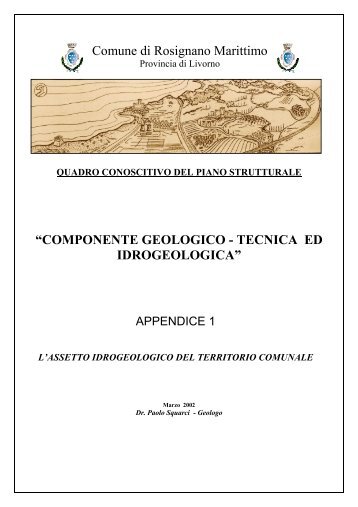 COMPONENTE GEOLOGICO - TECNICA ED IDROGEOLOGICA