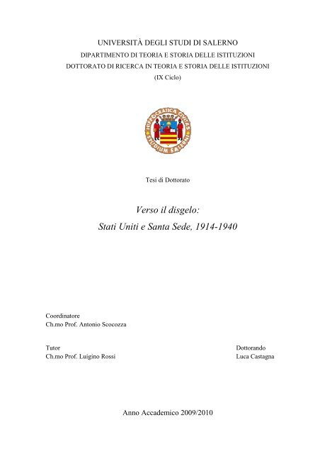 tesi L. Castagna.pdf - EleA@UniSA - Università degli Studi di Salerno