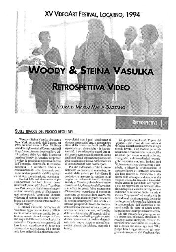 SULLE TRACCE DEL FUOCO DEGLI DEI Woody e ... - the Vasulkas