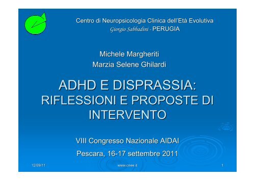 ADHD E DISPRASSIA: - Aidai