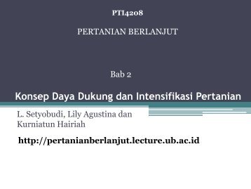 Konsep Daya Dukung dan Intensifikasi Pertanian - Pertanian Berlanjut