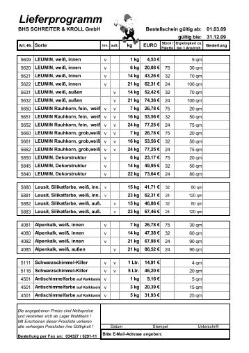 Lieferprogramm BHS 2009 - Schreiter & Kroll GmbH