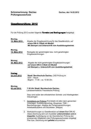 Gesellenprüfung 201 Gesellenprüfung 2012 - der Schreinerinnung ...