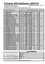 Preisliste BHS-Sockelleisten-Heizung - Schreiter & Kroll GmbH