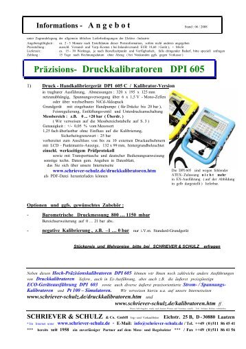 Präzisions- Druckkalibratoren DPI 605 - Schriever-schulz.de