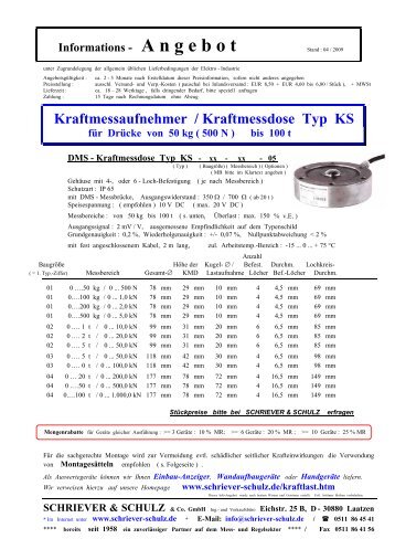 Kraftmessaufnehmer / Kraftmessdose Typ KS - Schriever-schulz.de