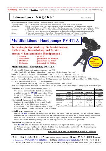 Multifunktions - Handpumpe PV 411 A - Schriever-schulz.de
