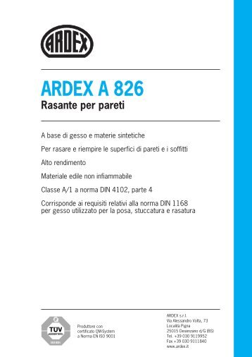 ARDEX A 826 Rasante per pareti