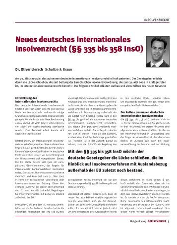 Neues deutsches Internationales Insolvenzrecht - Schultze & Braun ...