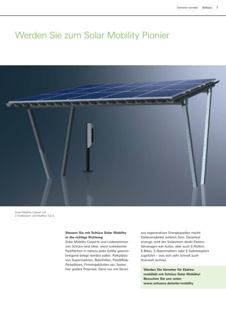 Schüco Solar Mobility Carport und Ladestationen