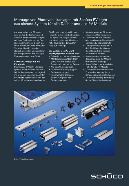 Montage von Photovoltaikanlagen mit Schüco PV-Light – das ...