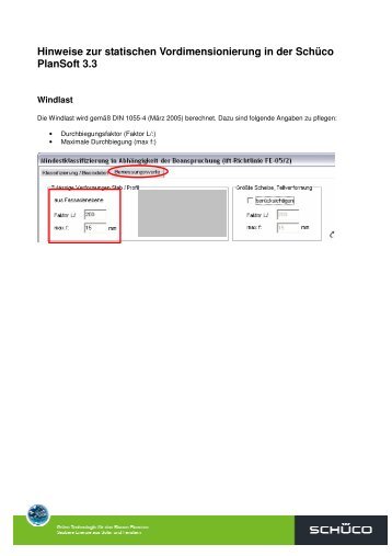 Hinweise statische Vordimensionierung - Schüco