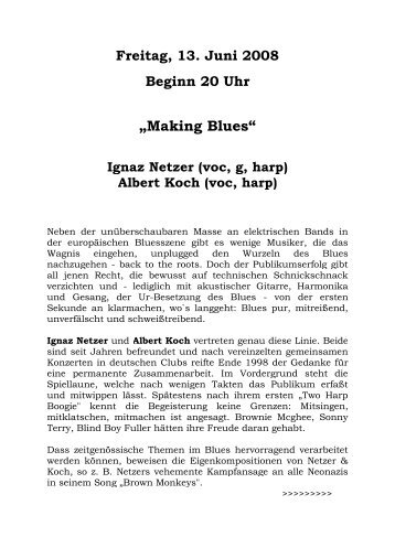 „Making Blues“ Ignaz Netzer (voc, g, harp)