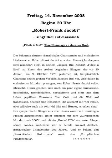 „Robert-Frank Jacobi” …singt Brel auf elsässisch