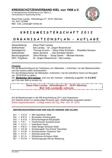 KM 2012 Orga-Plan Auflage - Schützenverein Hubertus Kiel