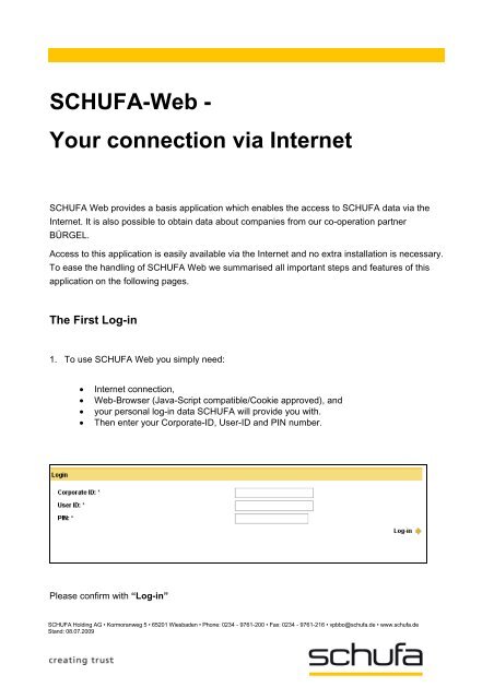 SCHUFA-Web - Your connection via Internet