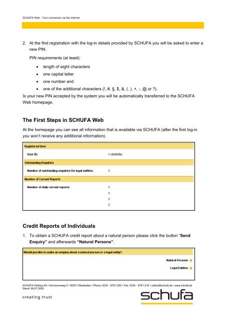 SCHUFA-Web - Your connection via Internet