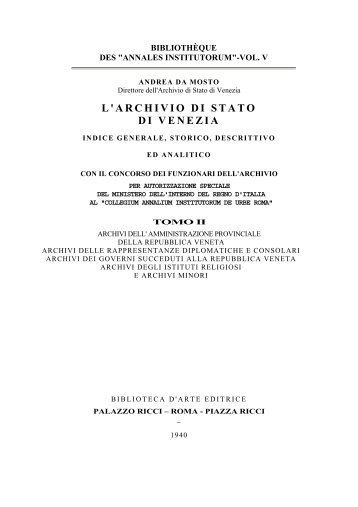 L'ARCHIVIO DI STATO DI VENEZIA