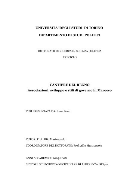 UNIVERSITA' DEGLI STUDI DI TORINO DIPARTIMENTO DI ... - fasopo