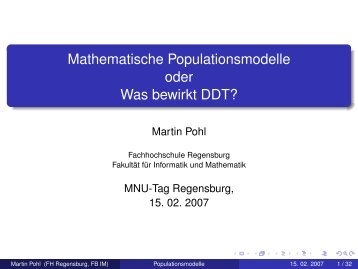 Mathematische Populationsmodelle oder Was bewirkt DDT?