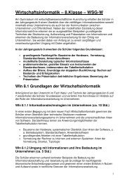 Wirtschaftsinformatik – 8.Klasse – WSG-W - Schulen in Regensburg