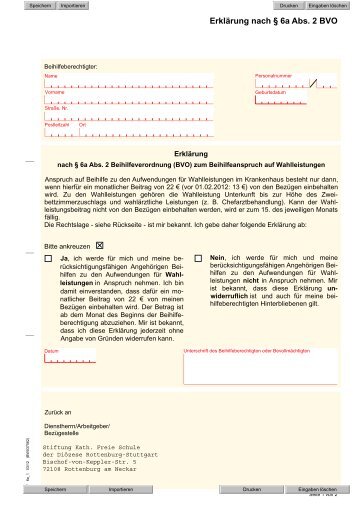 Antrag Beihilfeverordnung (BVO) - Stiftung Katholische Freie Schule ...