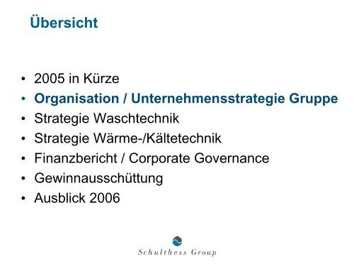 und Analystenpräsentation 14. März 2006 - Schulthess Group