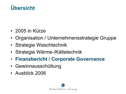 und Analystenpräsentation 14. März 2006 - Schulthess Group