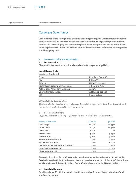 Geschäftsbericht 2009 - Schulthess Group