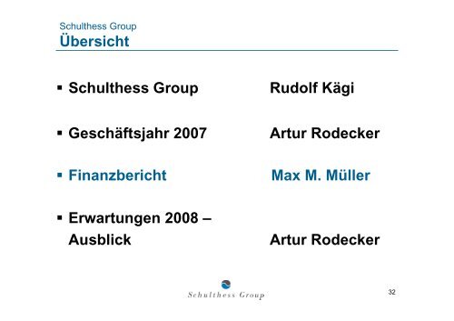 Download Medien- und Analystenpräsentation 4 ... - Schulthess Group