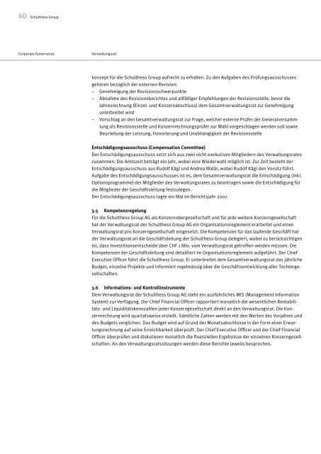 Geschäftsbericht 2007 - Schulthess Group