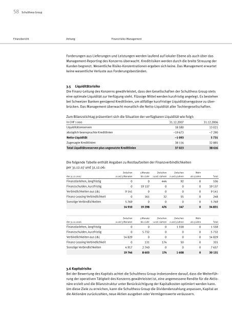 Geschäftsbericht 2007 - Schulthess Group