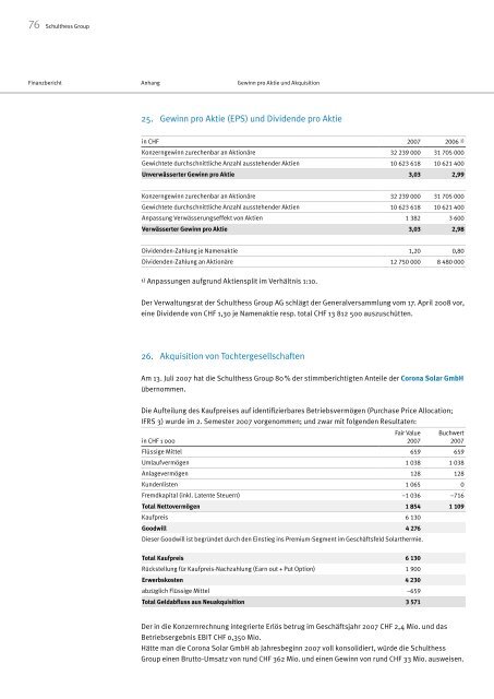 Geschäftsbericht 2007 - Schulthess Group