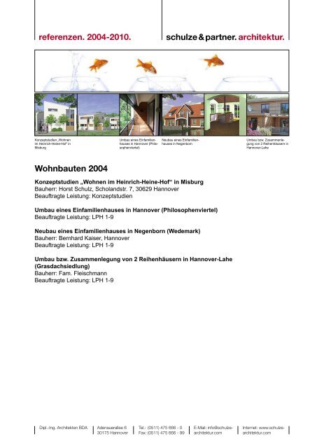 schulze & partner. architektur. referenzen. 2004-2010. Wohnbauten ...